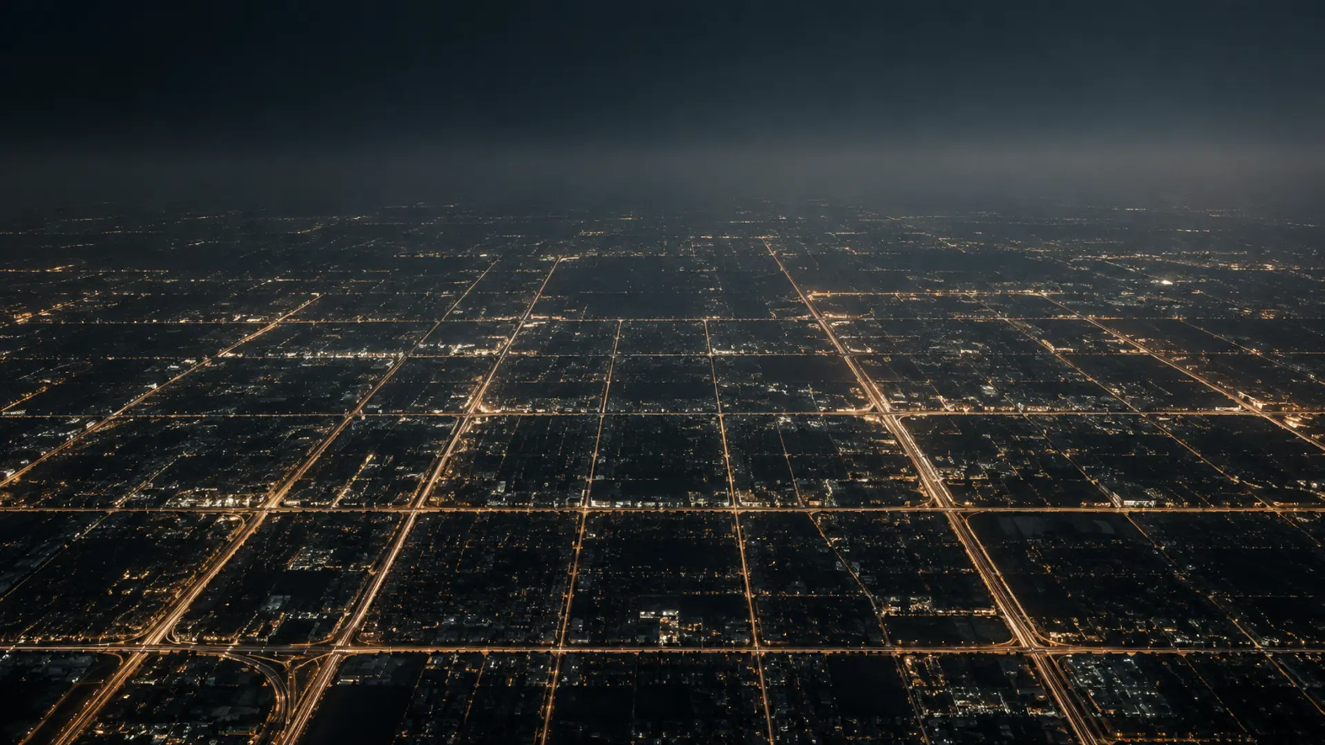 A precise network grid viewed from above at night
